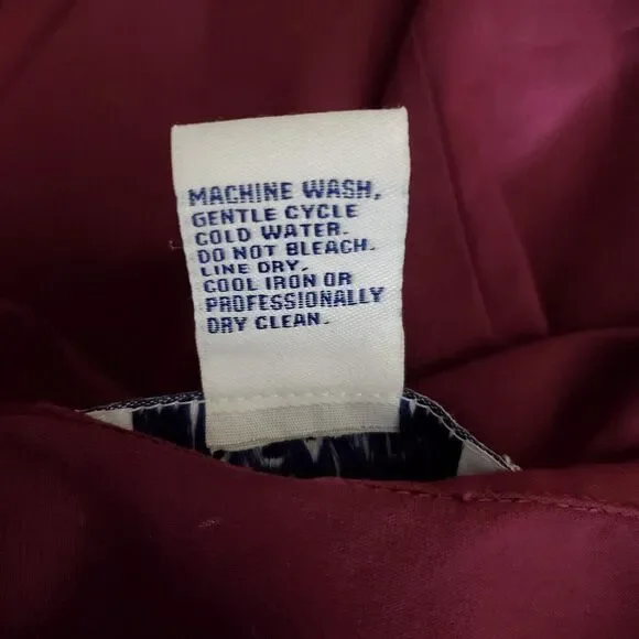 Doncaster Button Up Blouse Womens 14 Burgundy Top Stretch Long Sleeve Business - Picture 9 of 11